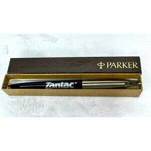 NEW Vintage Parker Zantac Promotional Ball Point Pen With Unique Text Chrome Top